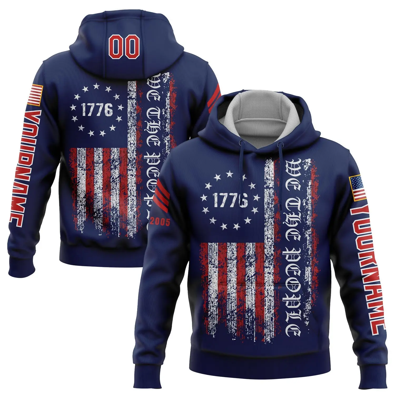 Custom Navy 1776 We The People Freedom Hoodie American Flag Military Clothes Gift For Dad