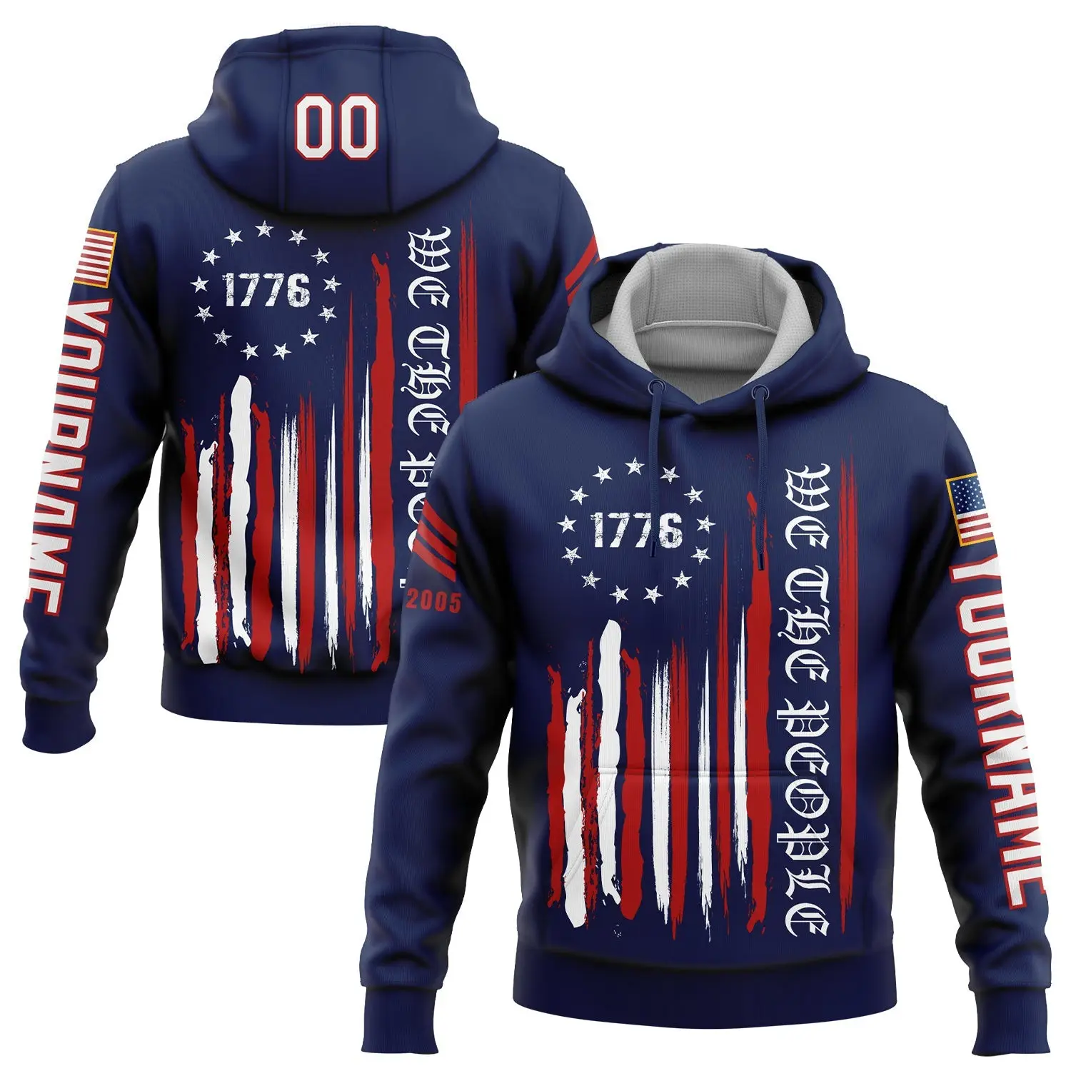 Custom Navy 1776 We The People Hoodie Freedom American Flag Military Clothes Gift For Mom