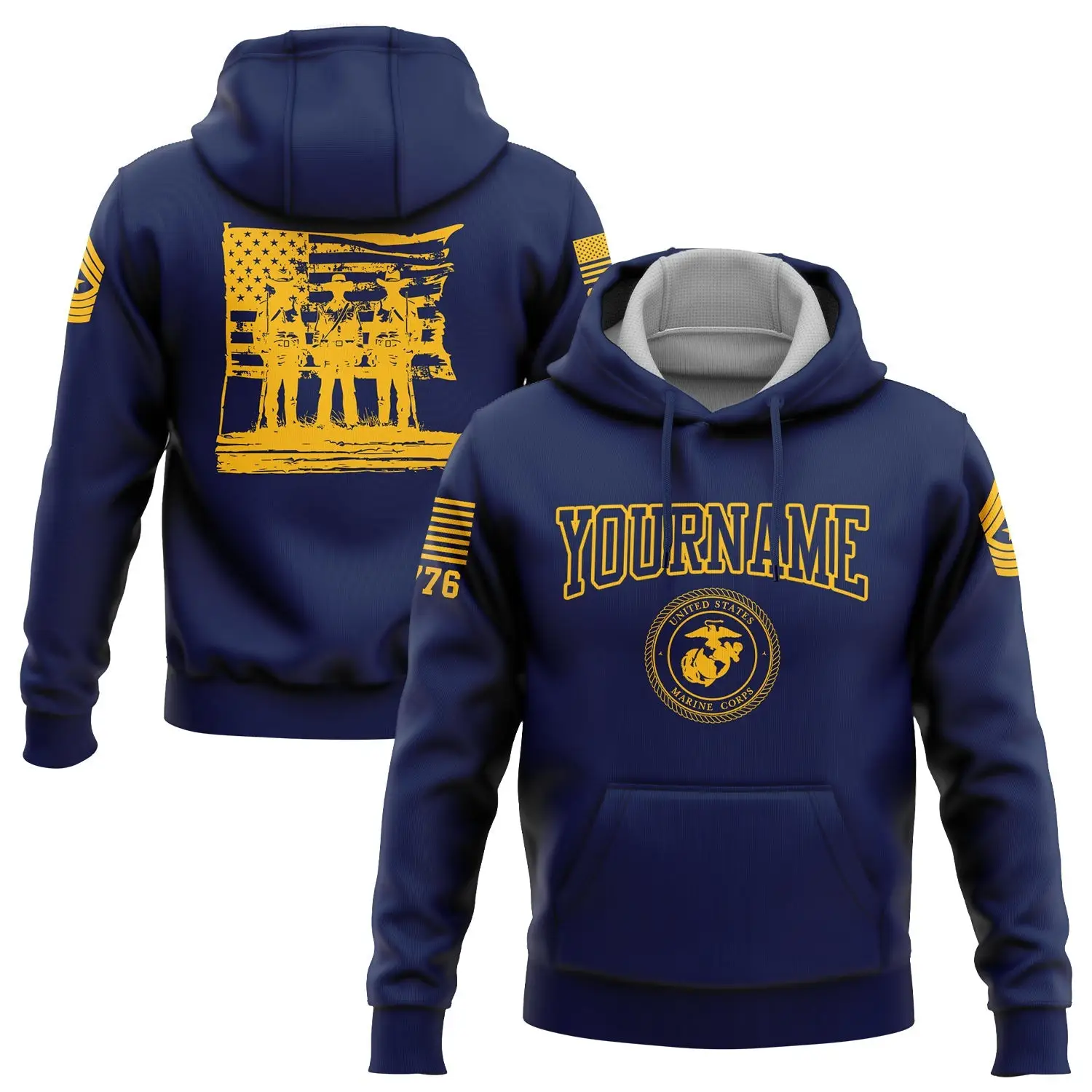 Custom Navy American History Flag Military Hoodie Independence Day Apparel Gift For Him