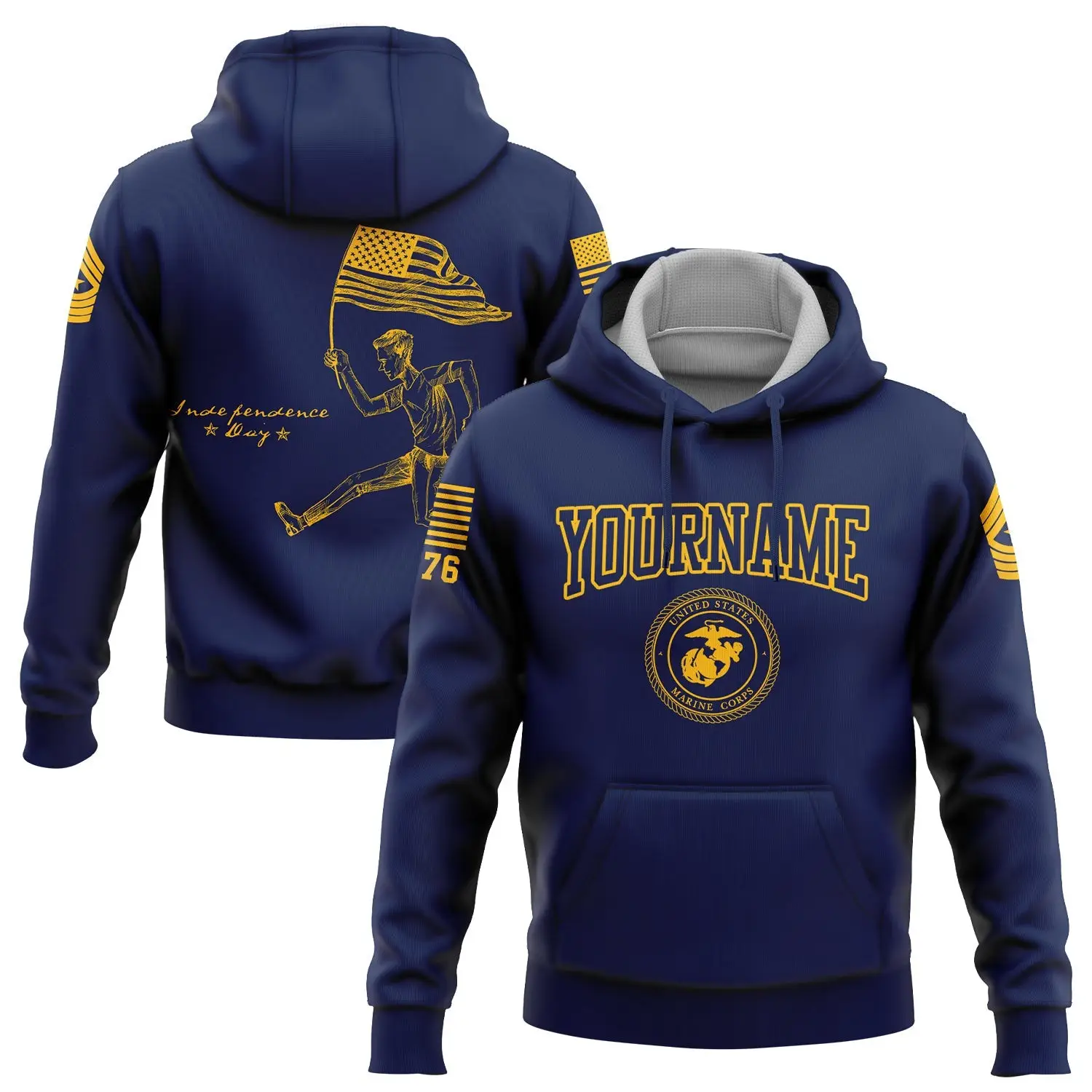 Custom Navy American History Flag Military Hoodie Independence Day Clothes Gift For Wife