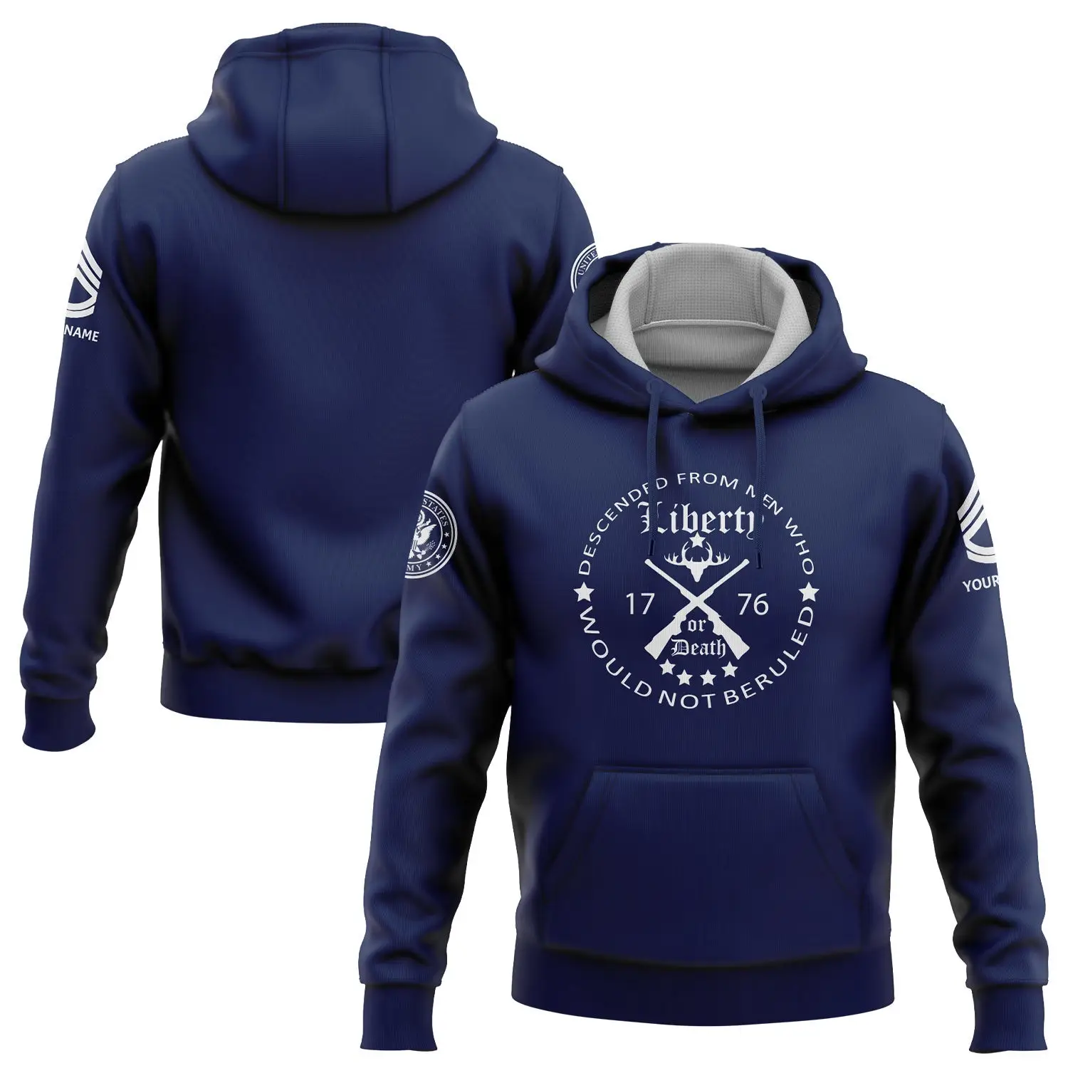 Custom Navy Descended From Men Hoodie U.S Who Would Not Beruled 1776 Apparel Gift For Him