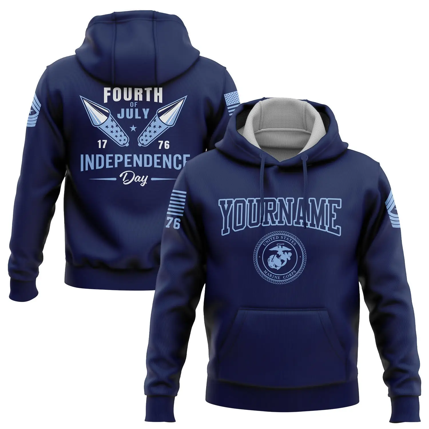 Custom Navy Fourth Of July Military Hoodie Independence Day Clothes Gift For Dad