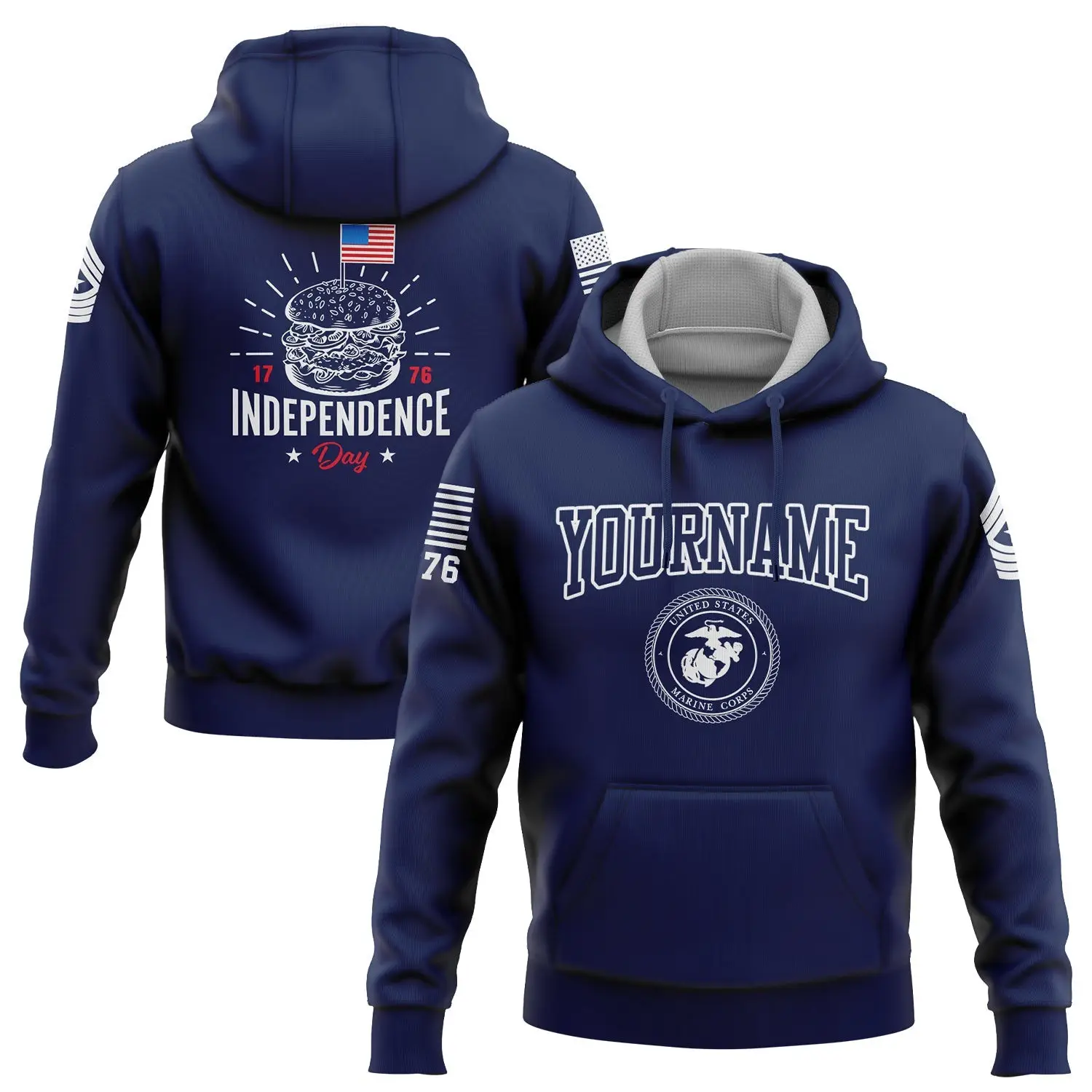Custom Navy Magic Hat American Flag Military Hoodie Independence Day Clothes Gift For Dad