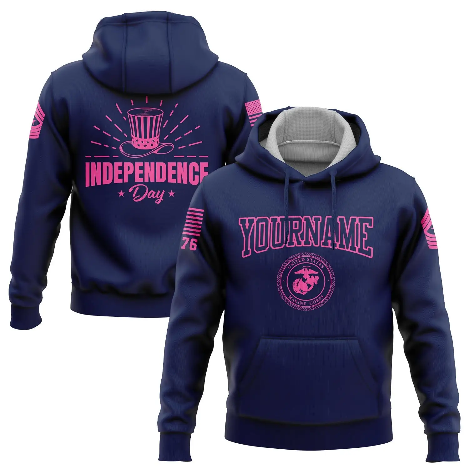 Custom Navy Magic Hat Military Hoodie Independence Day Unusual Clothes Gift For Him