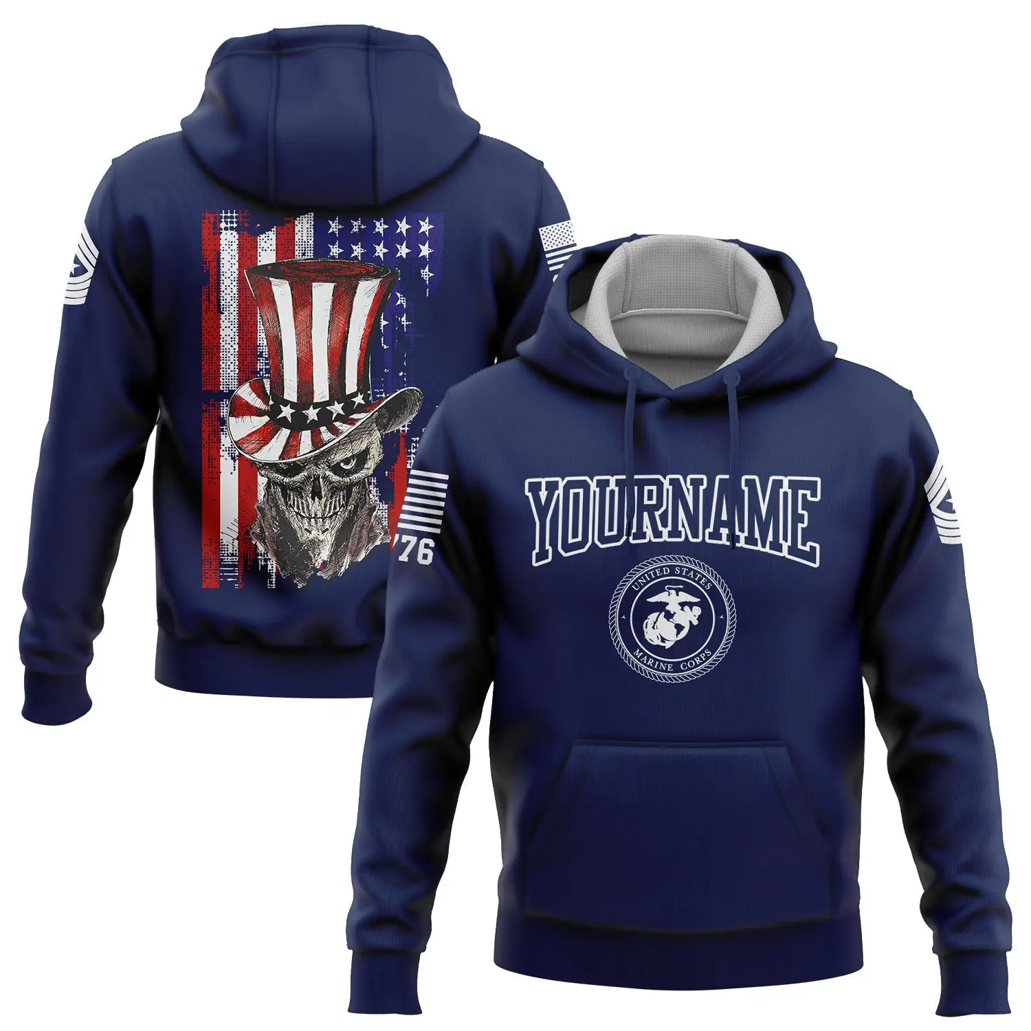 Custom Navy Magician Skull Military Hoodie Memorial Day Unusual Clothes Gift For Him
