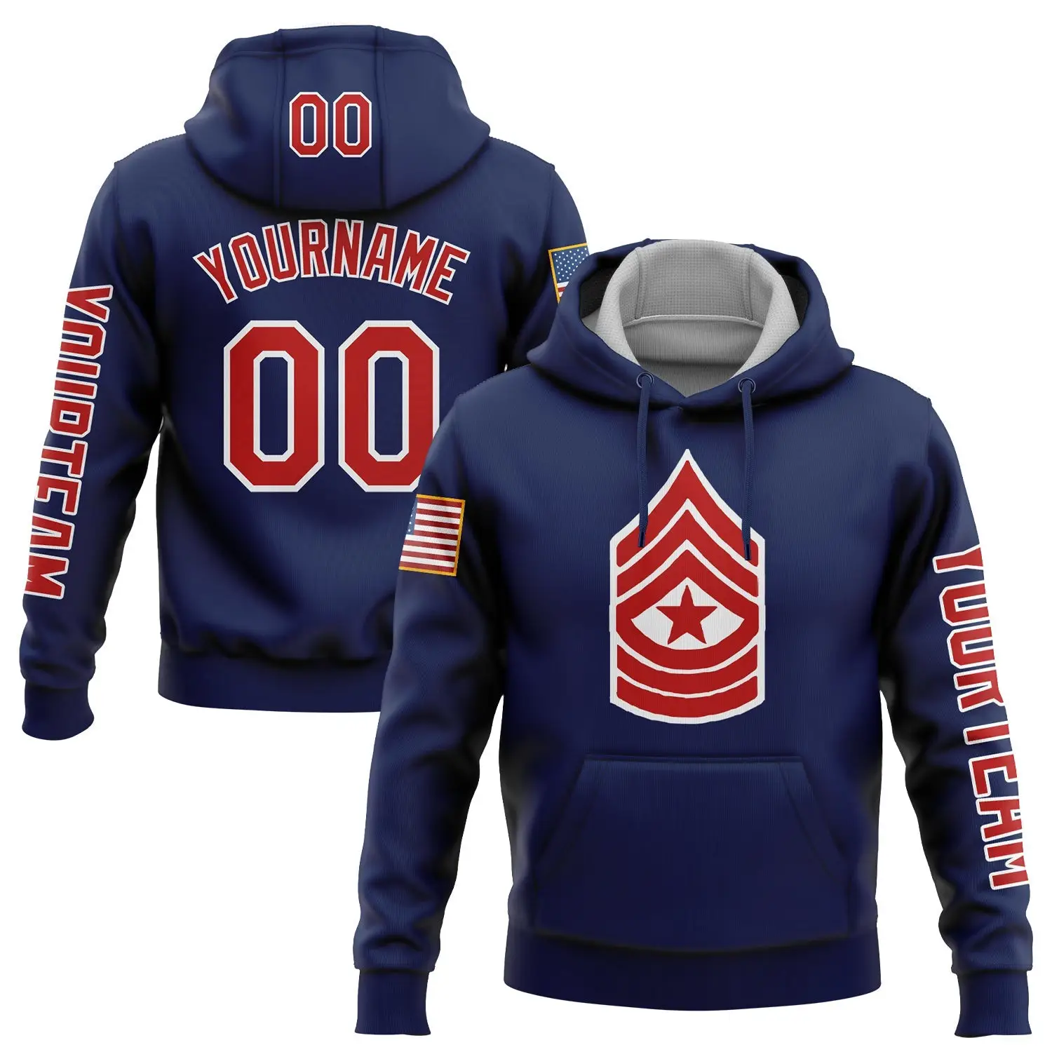 Custom Navy Military Rank Veteran Hoodie Memorial Day Unusual Clothes Gift For Her