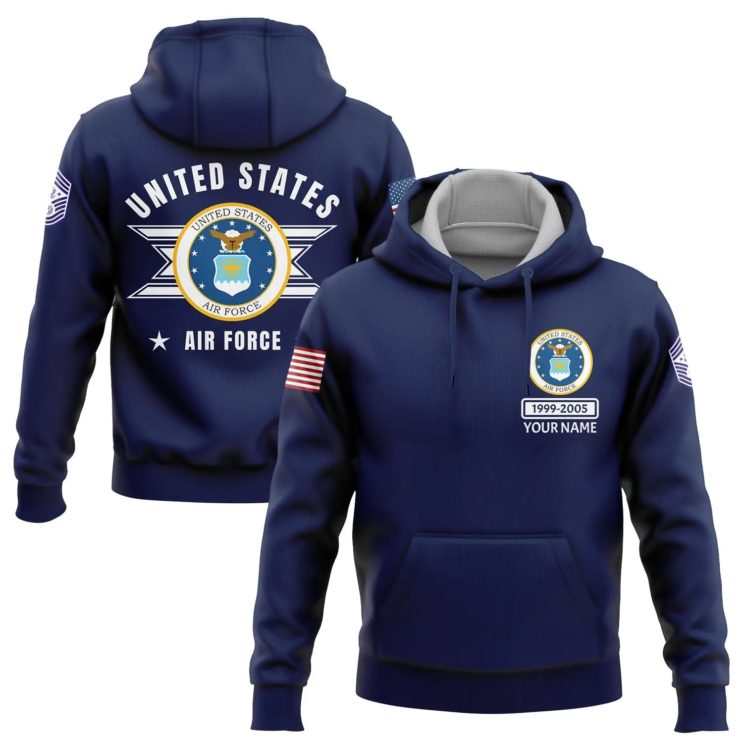 Custom Navy U.S Air Force Military Hoodie 1999 2005 Memorial Day Unique Gift For Friends