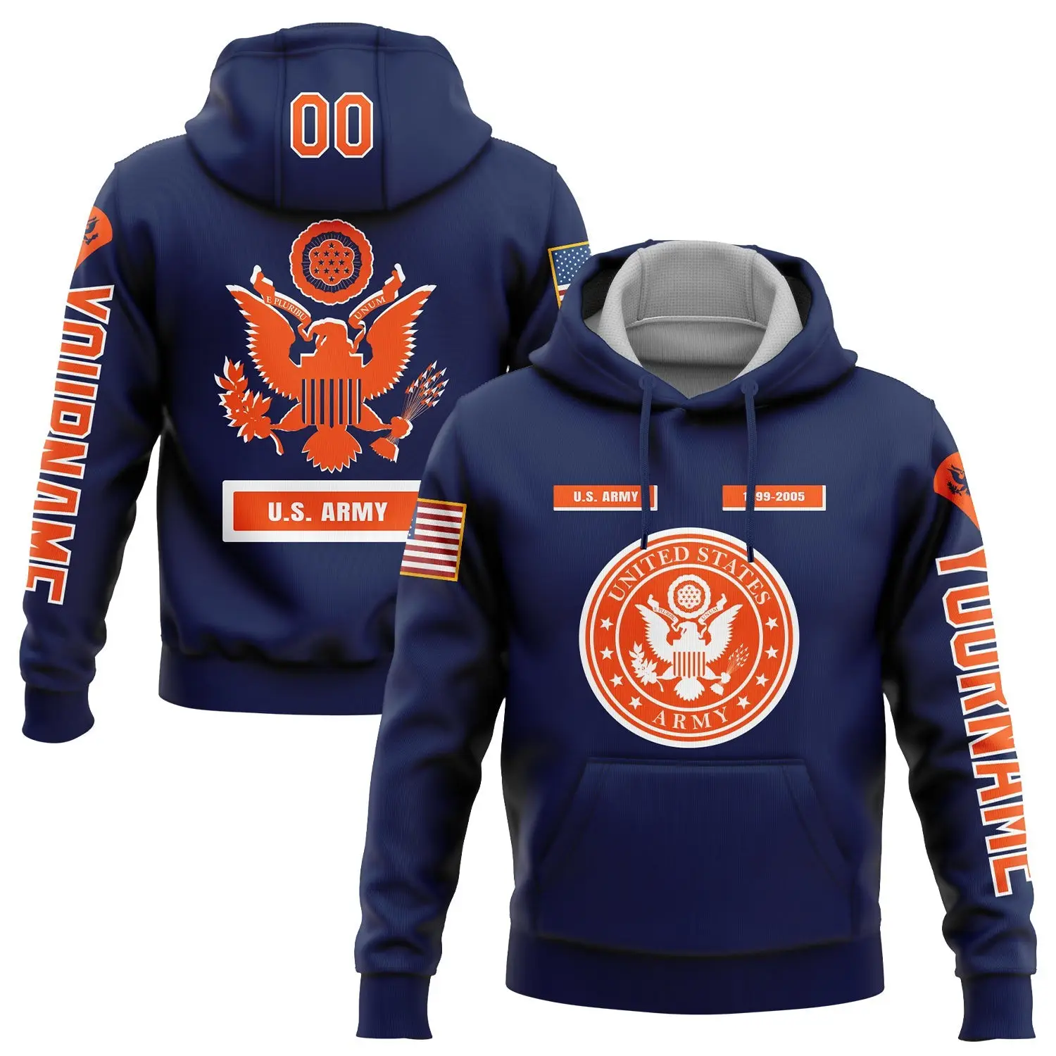 Custom Navy U.S Army Military Veteran Hoodie 1999 2005 United States Gift Ideas For Mom