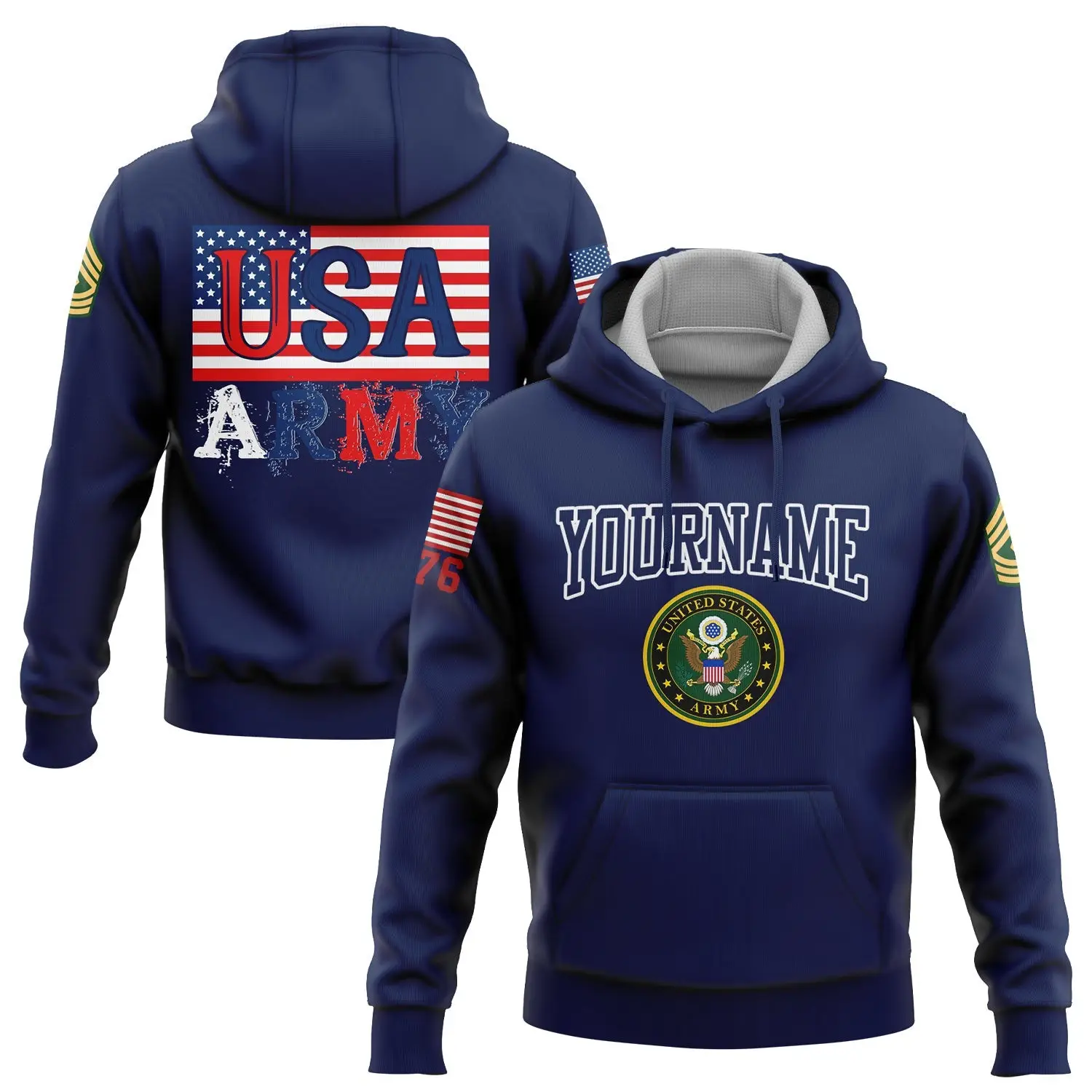 Custom Navy USA 1776 American Hoodie U.S Army Military Clothes Gift For Your Lover