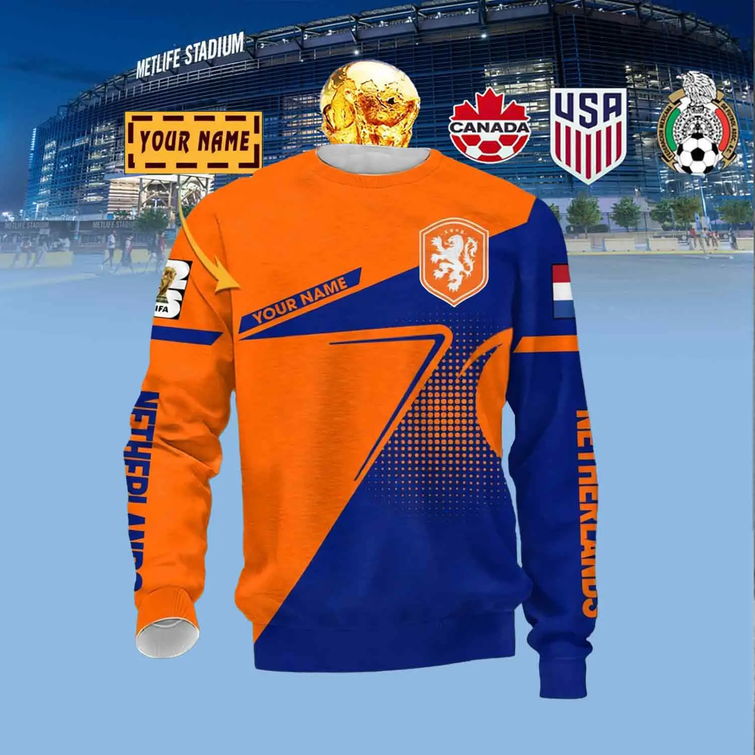 Custom Netherlands National Soccer Sweatshirt FIFA World Cup 2026 Apparel Gift Ideas