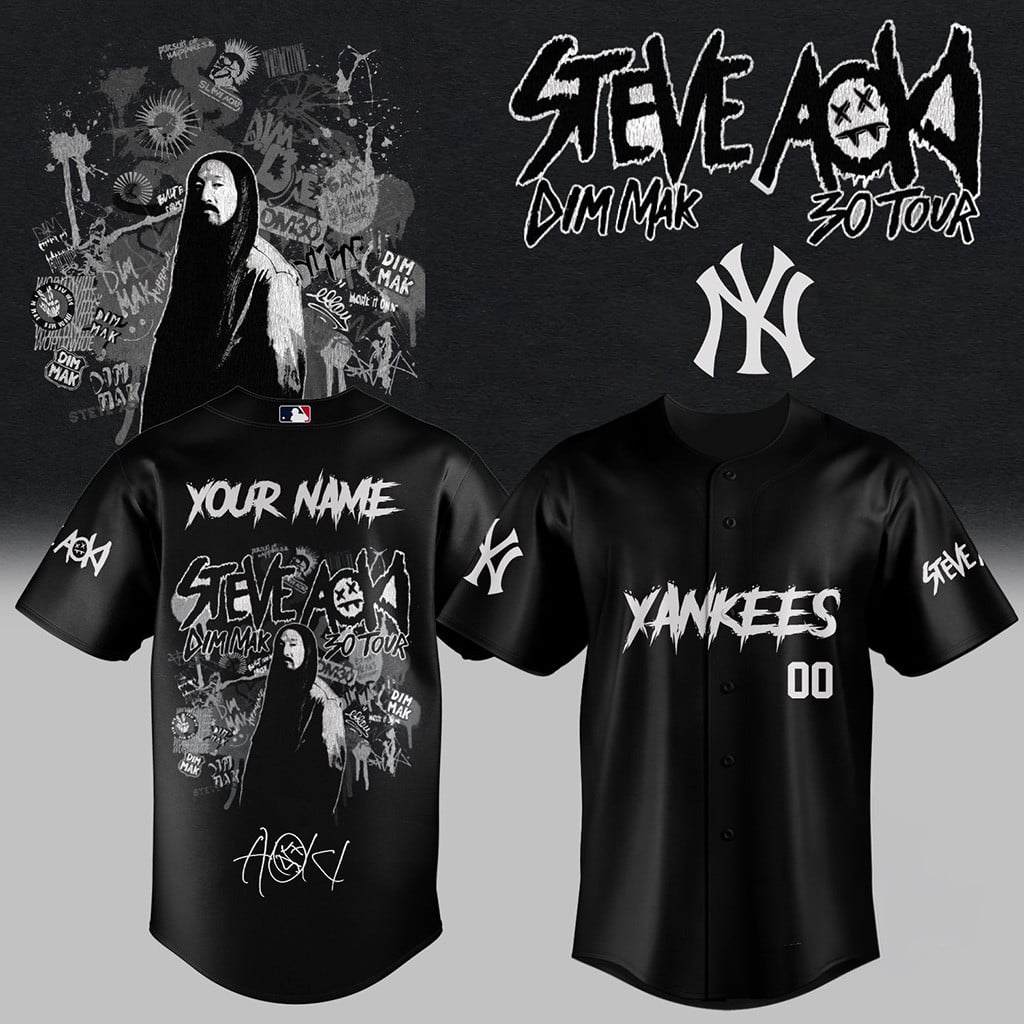 Custom New York Yankees Steve Aoki Dim Mak 3.0 Tour Baseball Jersey Yankees Merch Fan Gifts