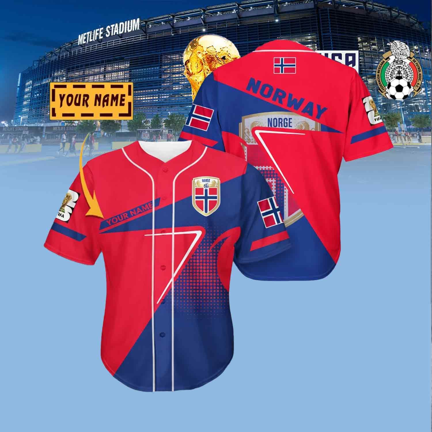 Custom Norway Football Jersey Shirt FIFA World Cup 2026 Apparel Gift For Father's Day Custom Norway Football Jersey Shirt FIFA World Cup 2026 Apparel Gift For Father's Day - Image 1