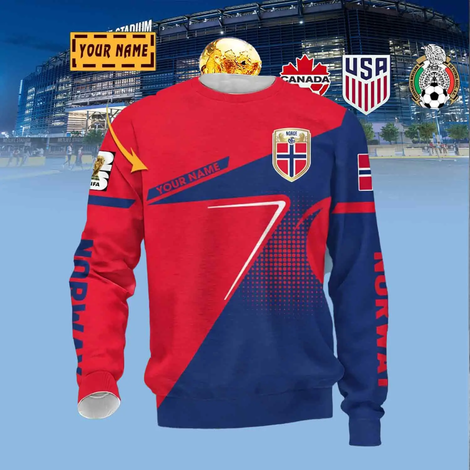 Custom Norway Soccer Sweatshirt FIFA World Cup 2026 Clothes Best Gift For Fans