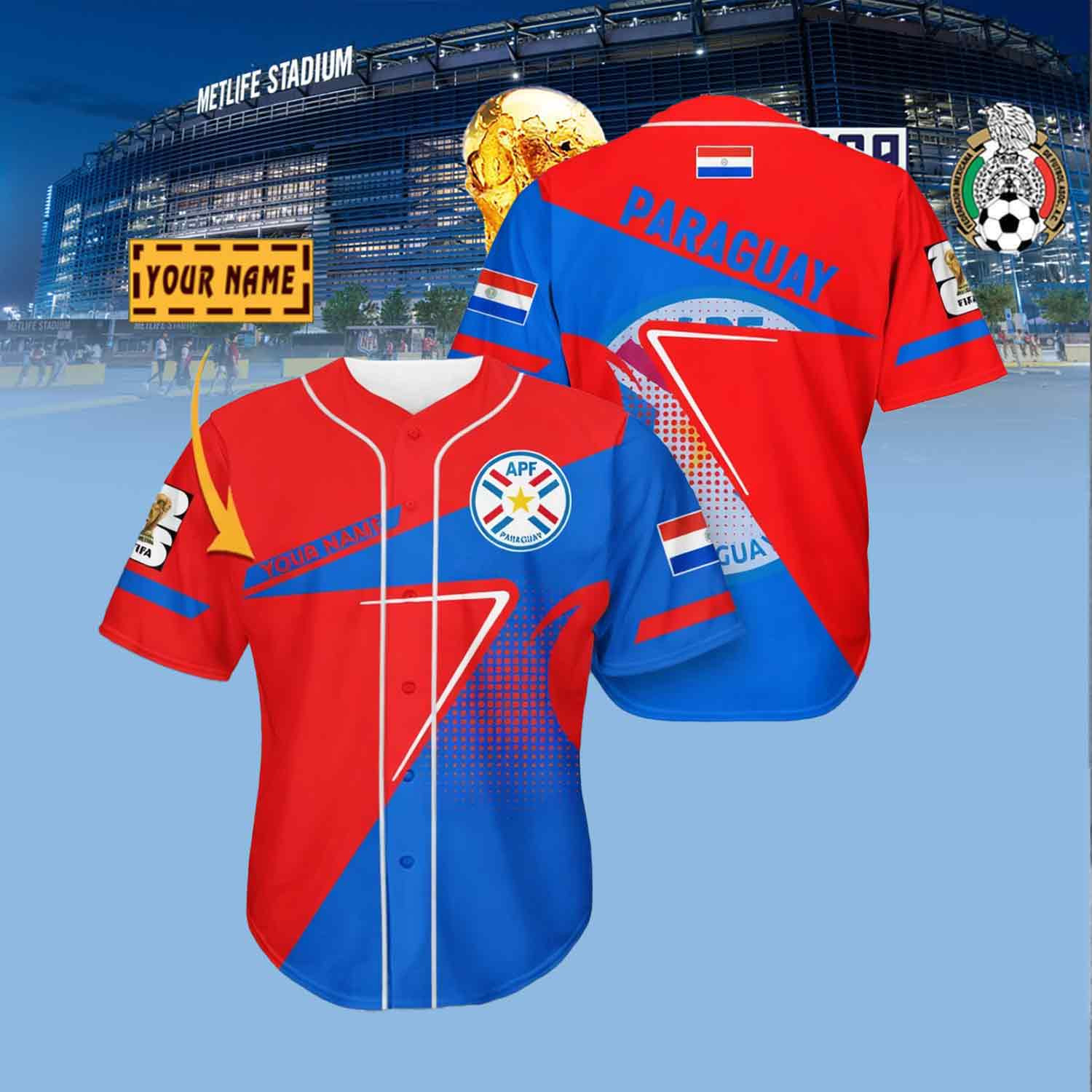 Custom Paraguay Soccer Team Baseball Jersey FIFA World Cup 2026 Clothes Best Gift For Son