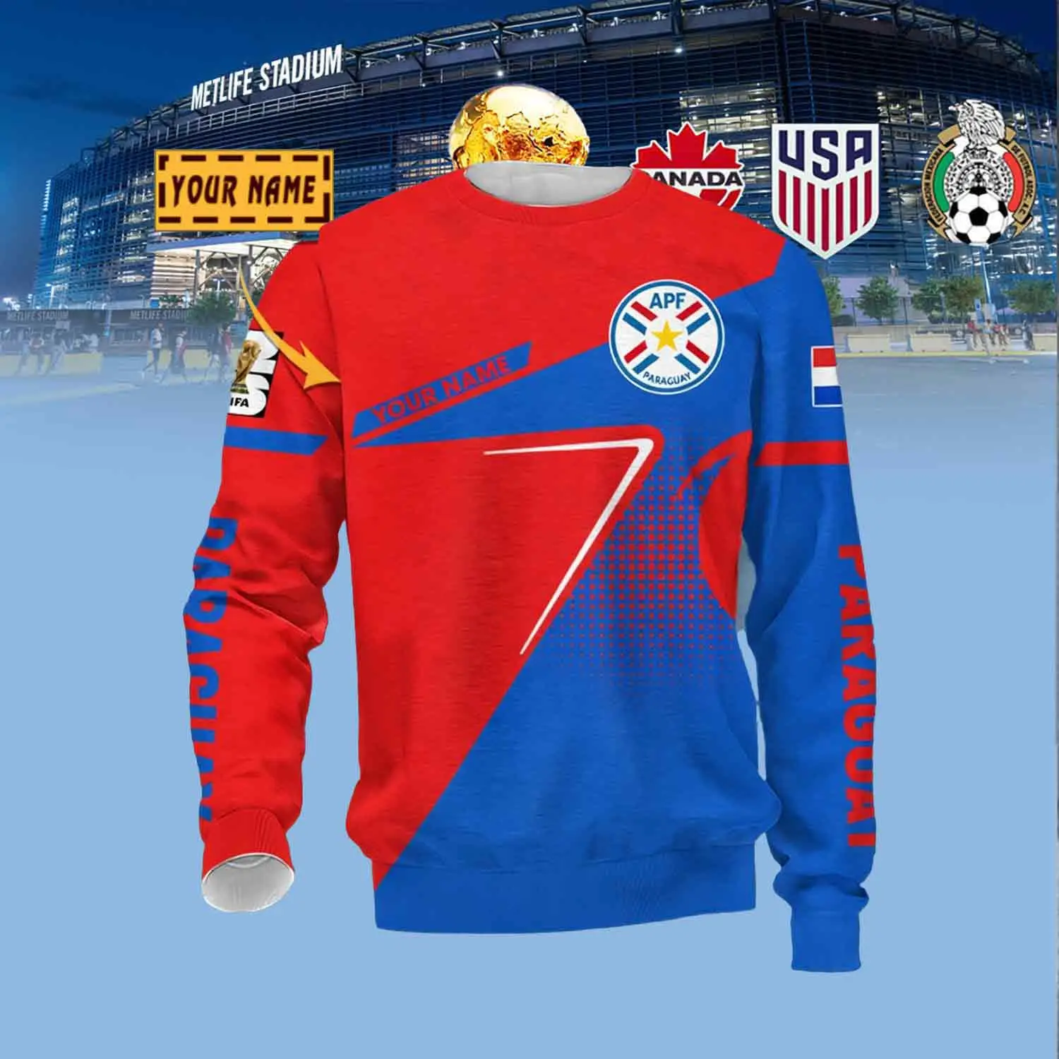 Custom Paraguay Soccer Team Sweatshirt FIFA World Cup 2026 Clothes Gift For Dad