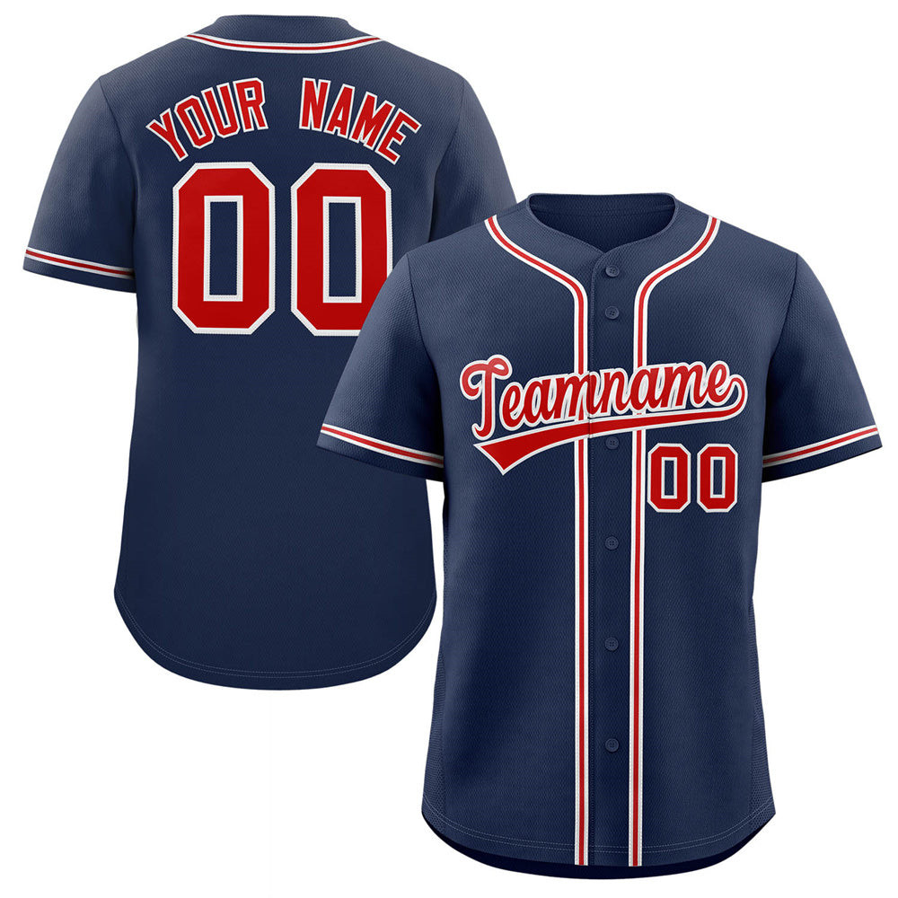 Custom Personalized Baseball Jersey Button Down Hip Hop Baseball Shirt Stitched Name Number Navy&Red&White