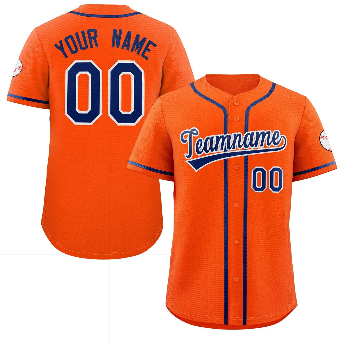Custom Personalized Baseball Jersey Button Down Hip Hop Baseball Shirt Stitched Name Number Orange&Navy