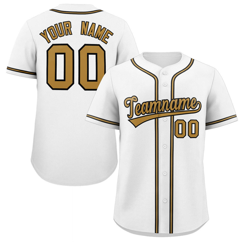 Custom Personalized Baseball Jersey Button Down Hip Hop Baseball Shirt Stitched Name Number White&Gold&Black