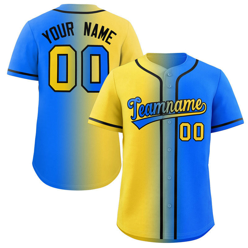 Custom Personalized Baseball Jersey Button Down Hip Hop Baseball Shirt Stitched Name Number Yellow&Blue