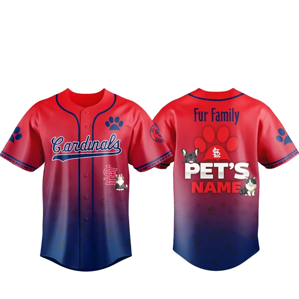 Custom Pet's Name St Louis Cardinals Fur Family Pet Game Night 2026 Baseball Jersey