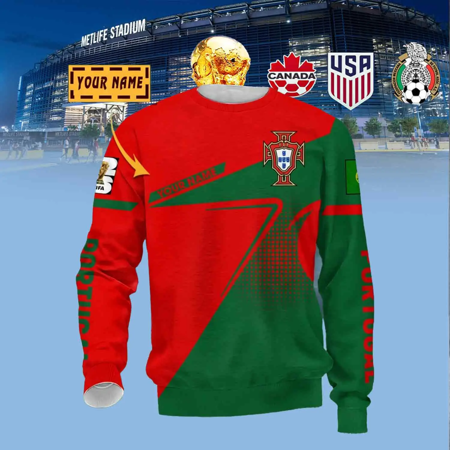Custom Portugal Soccer Team Sweatshirt FIFA World Cup 2026 Clothes Best Gift For Men
