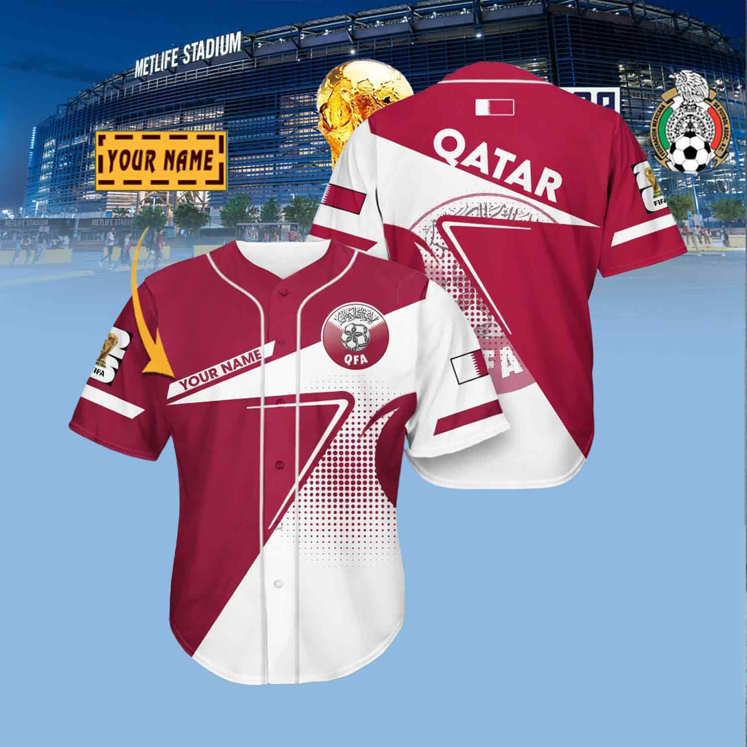 Custom Qatar Soccer Team Jersey Shirt FIFA World Cup 2026 Clothes Dad Birthday Gifts