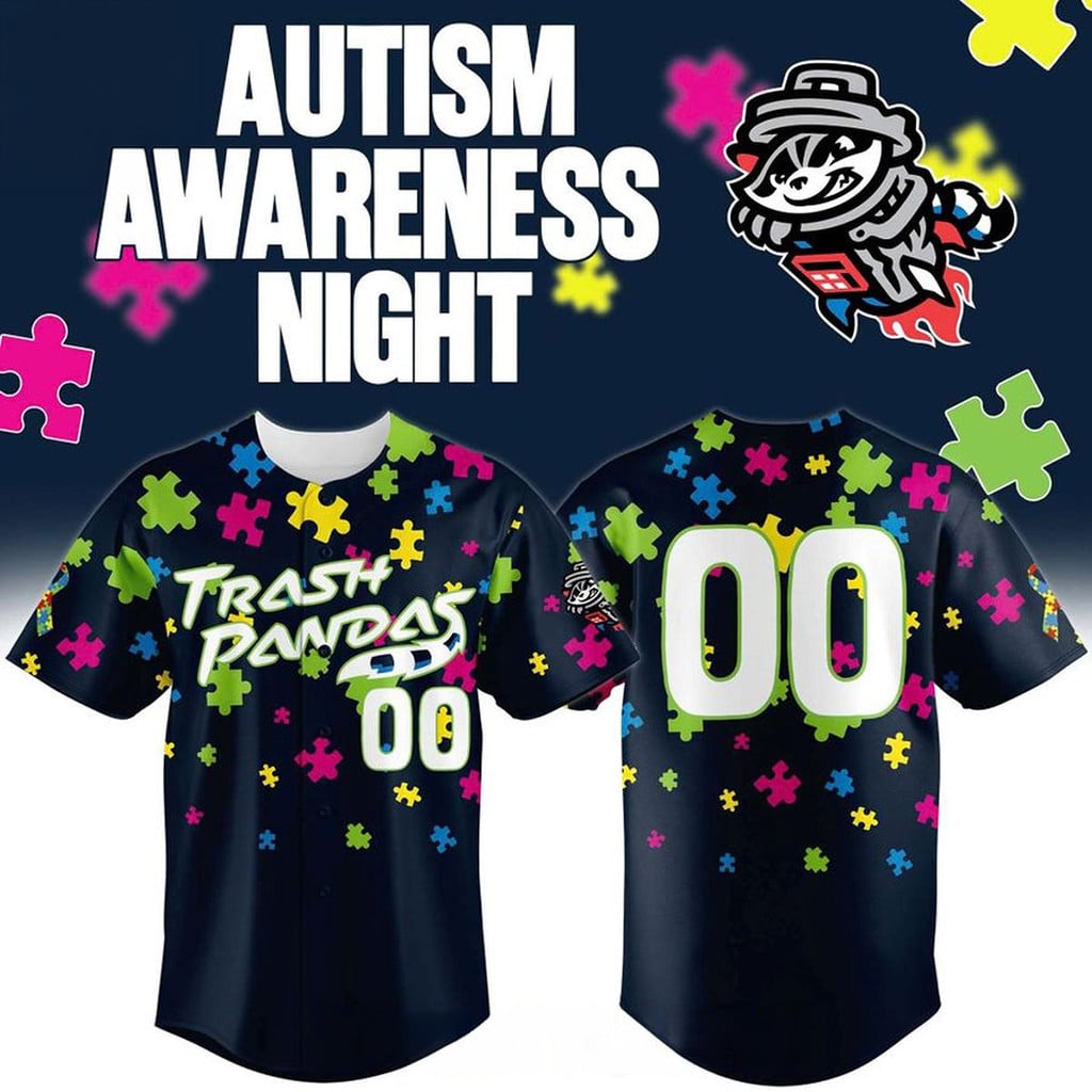 Custom Rocket City Trash Pandas x Autism Awareness Day 2026 Baseball Jersey Pandas Merch Gift