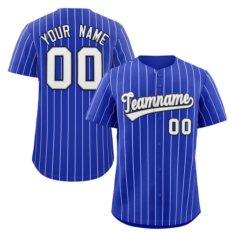 Custom Royal White-Black Stripe Fashion Baseball Jersey