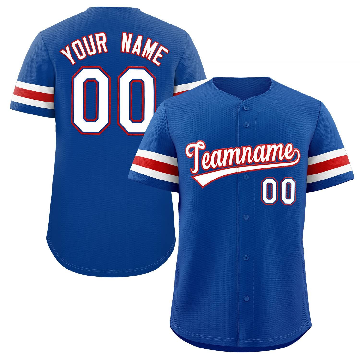 Custom Royal White-Red Classic Style Baseball Jersey