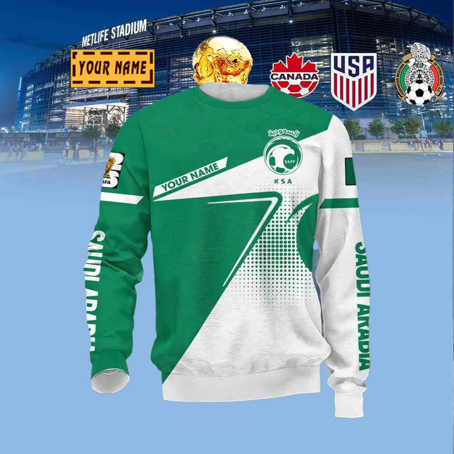 Custom Saudi Arabia Soccer Team Sweatshirt FIFA World Cup 2026 Clothes Gifts For Father