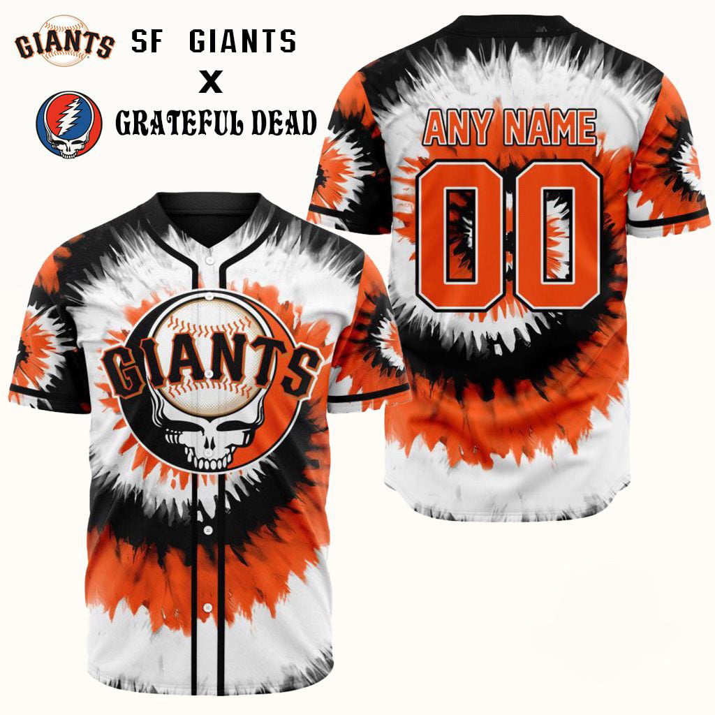 Custom SF Giants X Grateful Dead Tie Dye Baseball Jersey Giants Merch Gifts For Boyfriend