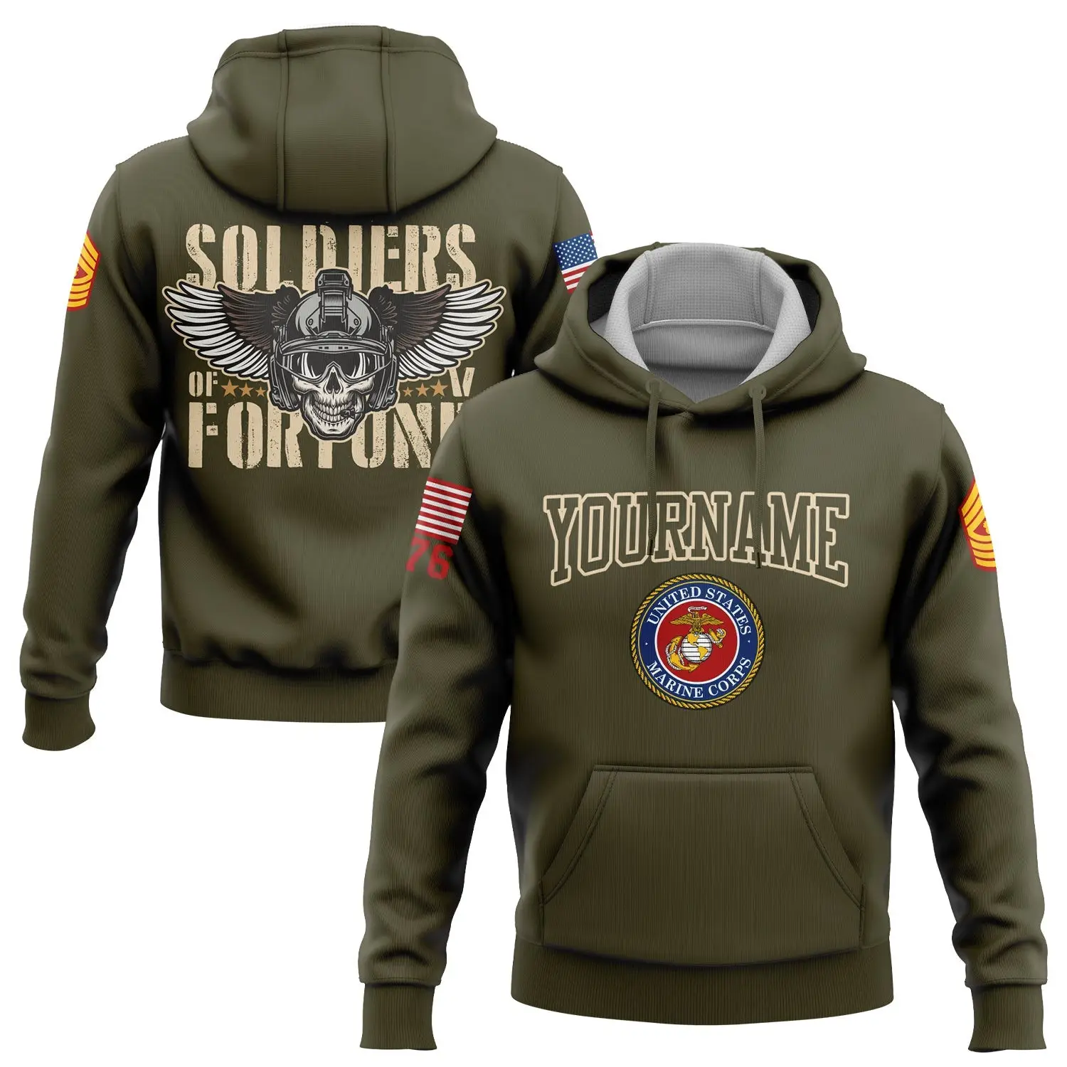 Custom Skull Soldiers Of Fortune 1776 Hoodie U.S Marine Corps Military Apparel Gift For Dad