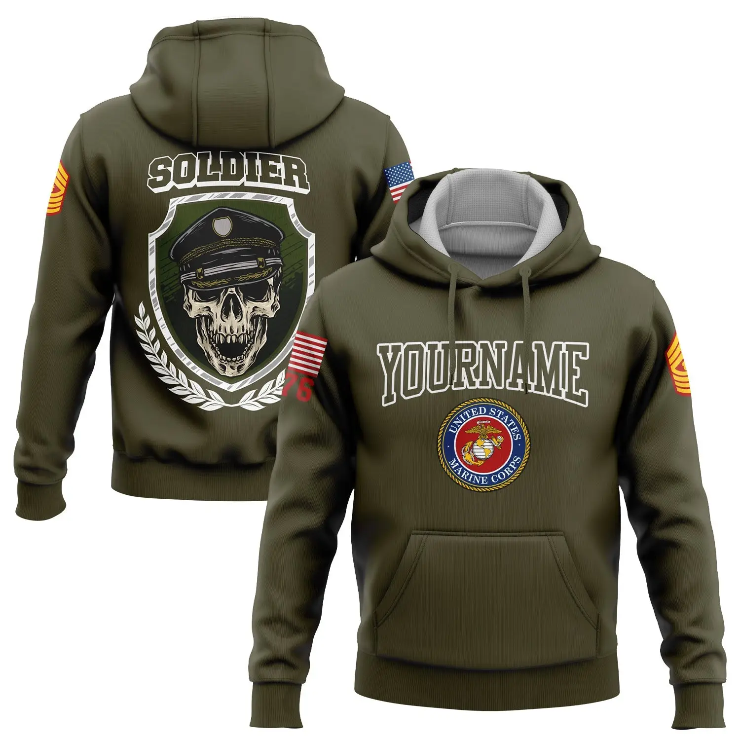 Custom Skull Soldiers Of Fortune 1776 Hoodie U.S Marine Corps Military Apparel Gift For Mom