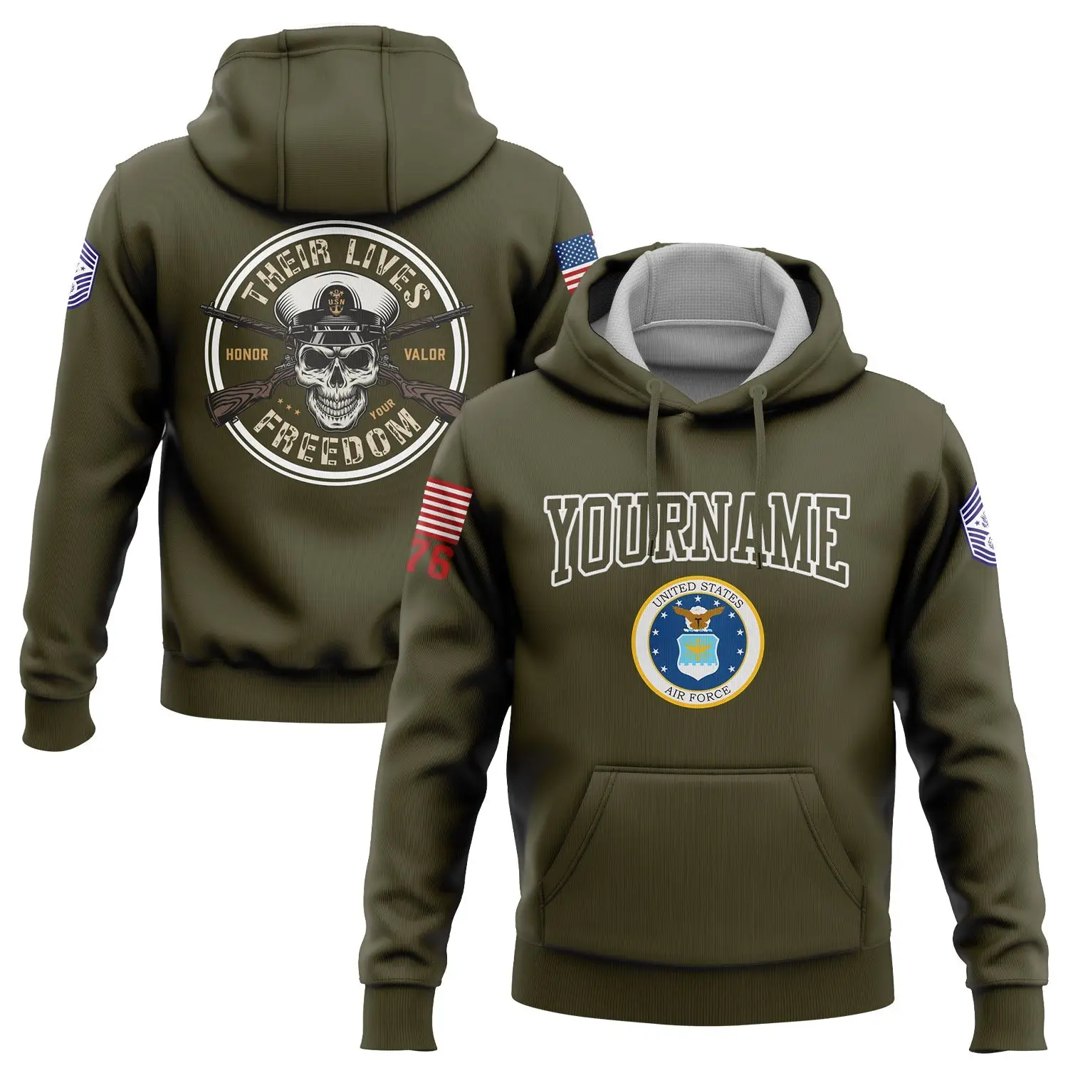 Custom Skull Their Lives Freedom 1776 Hoodie U.S Air Force Military Apparel Gift For Dad