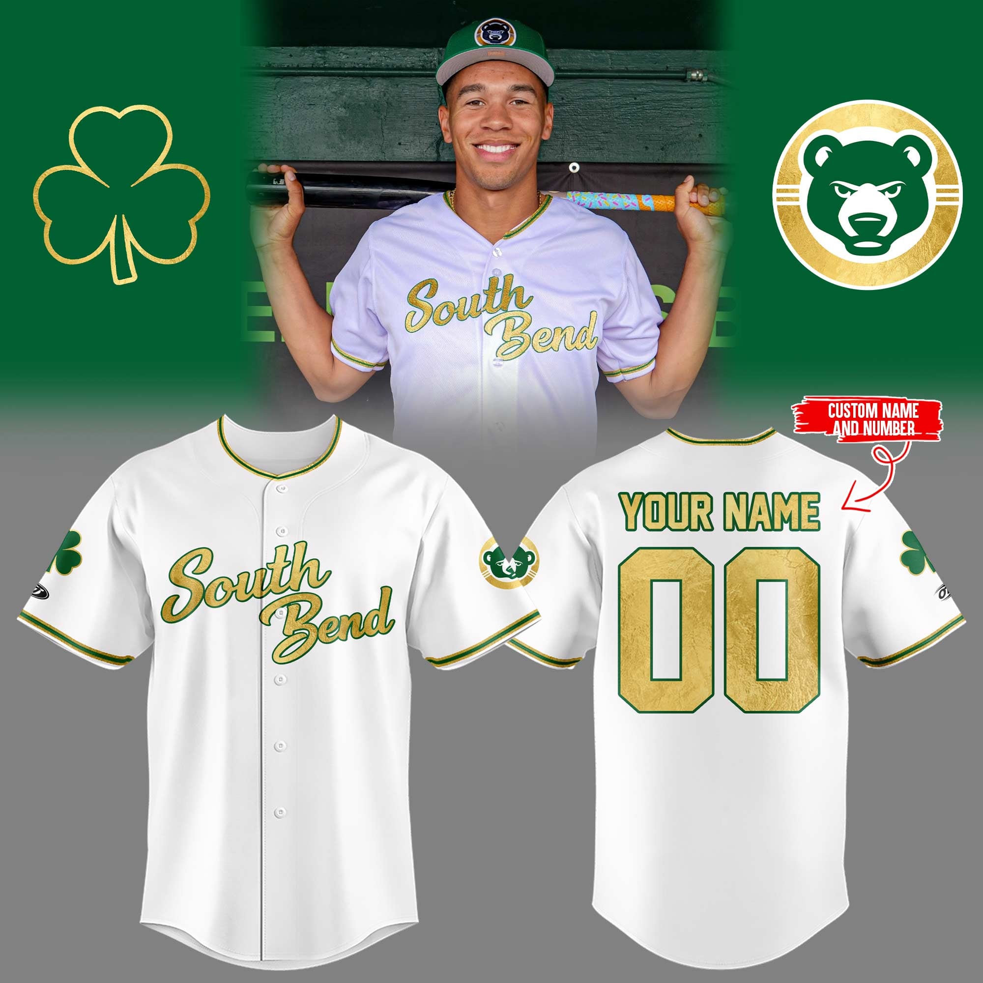 Custom South Bend Cubs x Notre Dame Baseball Jersey SB Cubs Merch Presents For Baseball Fans