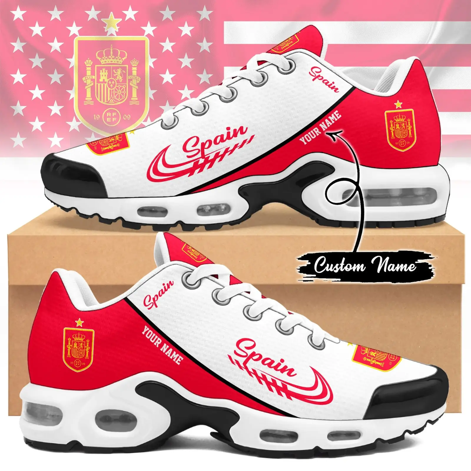 Custom Spain Football Sneaker FIFA World Cup 2026 Birthday Gift For Husband