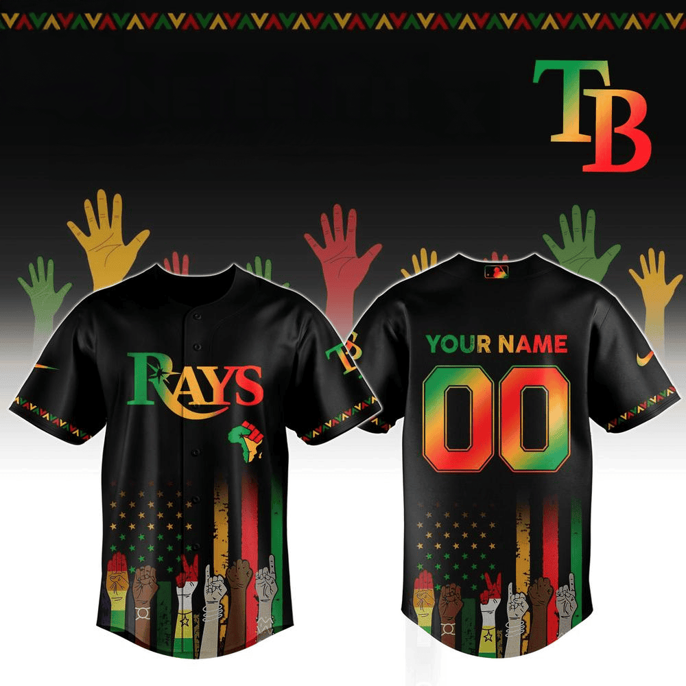 Custom Tampa Bay Rays x Juneteenth Freedom Day Baseball Jersey Tampa Bay Rays Merch Dad Gift