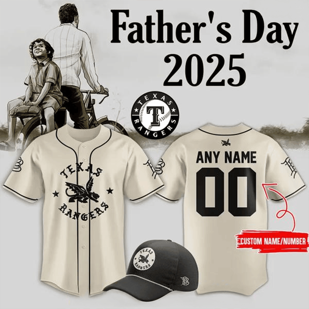 Custom Texas Rangers x 2026 Branded Bills Father's Day Baseball Jersey Texas Rangers Merch
