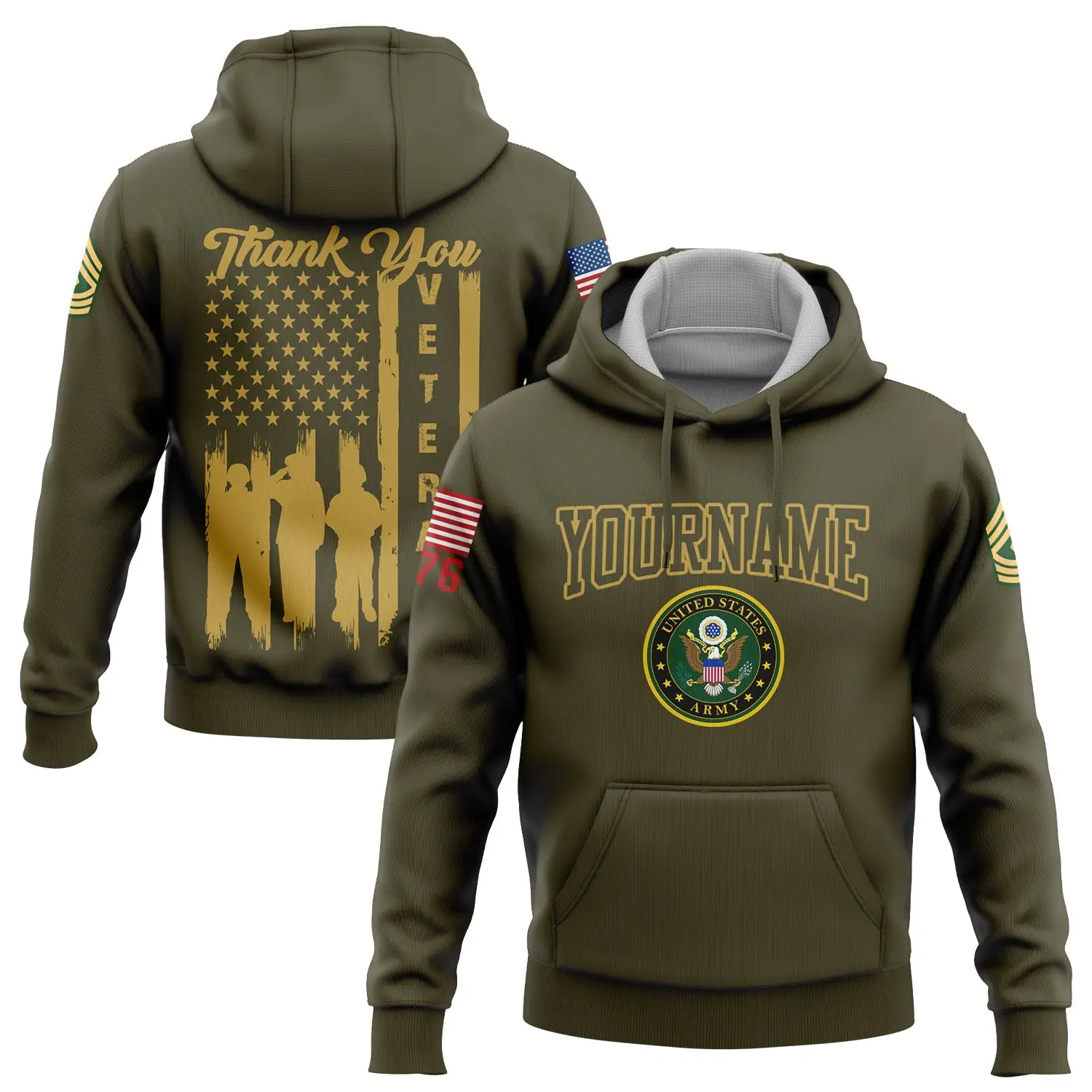 Custom Thank You Veterans 1776 Hoodie U.S Army Military Apparel Gift For Men