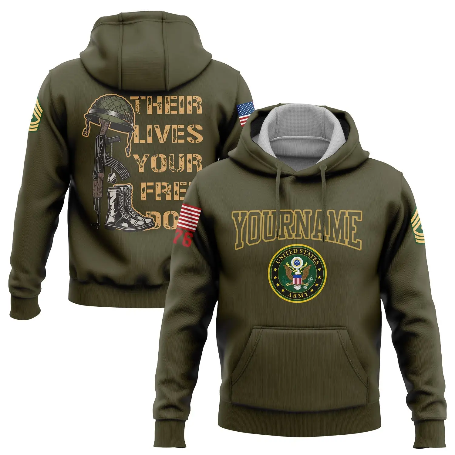 Custom Their Lives Your Freedom Hoodie 1776 U.S Marine Corps Military Apparel Gift For Him