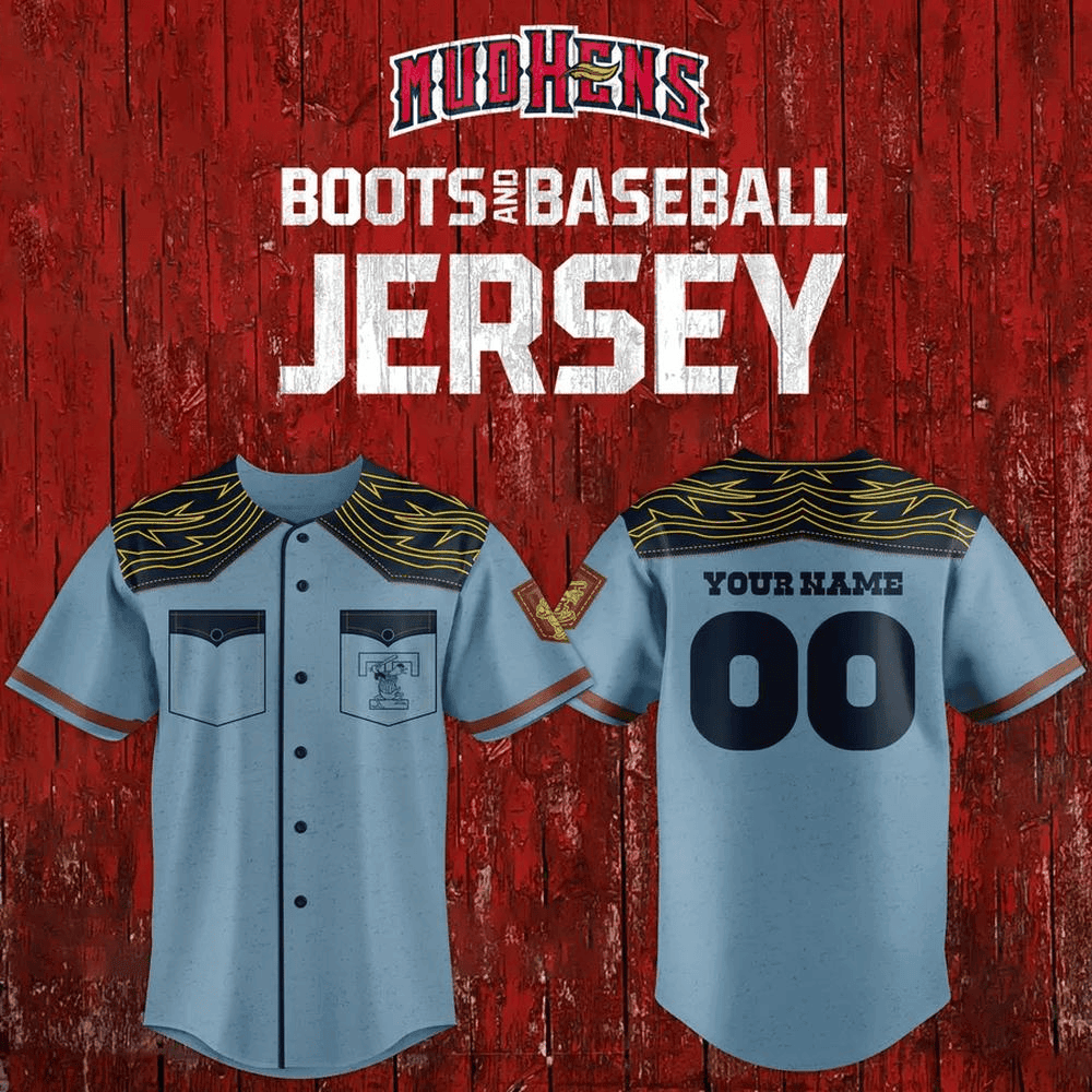 Custom Toledo Mud Hens Boots And Baseball Weekend Baseball Jersey Toledo Mud Hens Merch