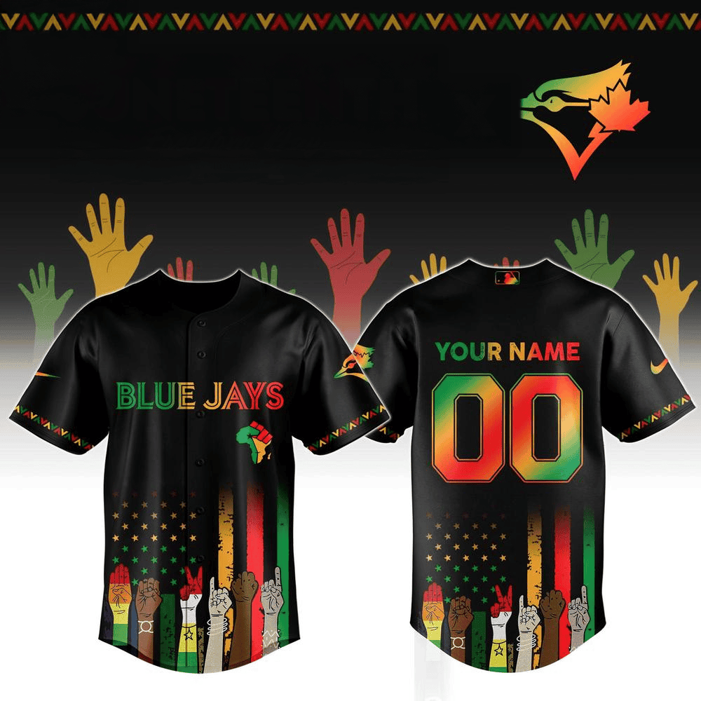 Custom Toronto Blue Jays x Juneteenth Freedom Day Baseball Jersey Toronto Blue Jays Merch