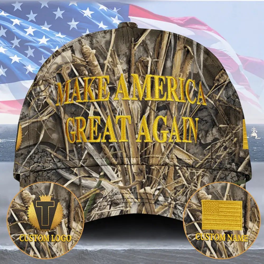 Custom Trump Camo Hat Embroidered Gold Dark MAGA Hat Trump 2024 Make America Great Again Merch Custom Trump Camo Hat Embroidered Gold Dark MAGA Hat Trump 2024 Make America Great Again Merch - Image 1