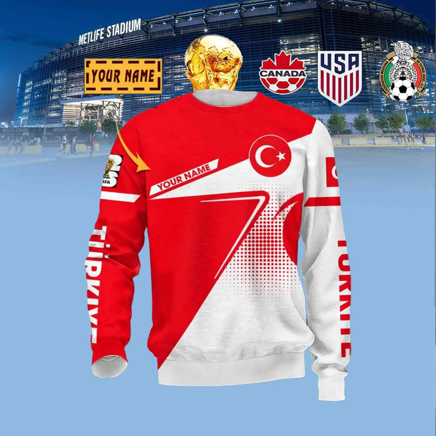 Custom Turkiye Soccer Team Sweatshirt FIFA World Cup 2026 Clothes Unique Gift For Son