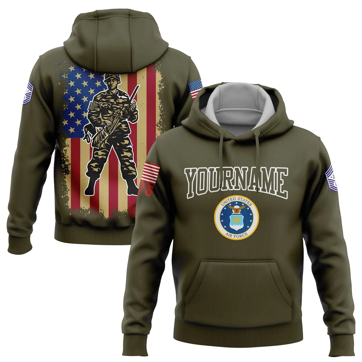 Custom U.S Air Force Military 1776 Hoodie Memorial Day Clothing Great Gift For Him