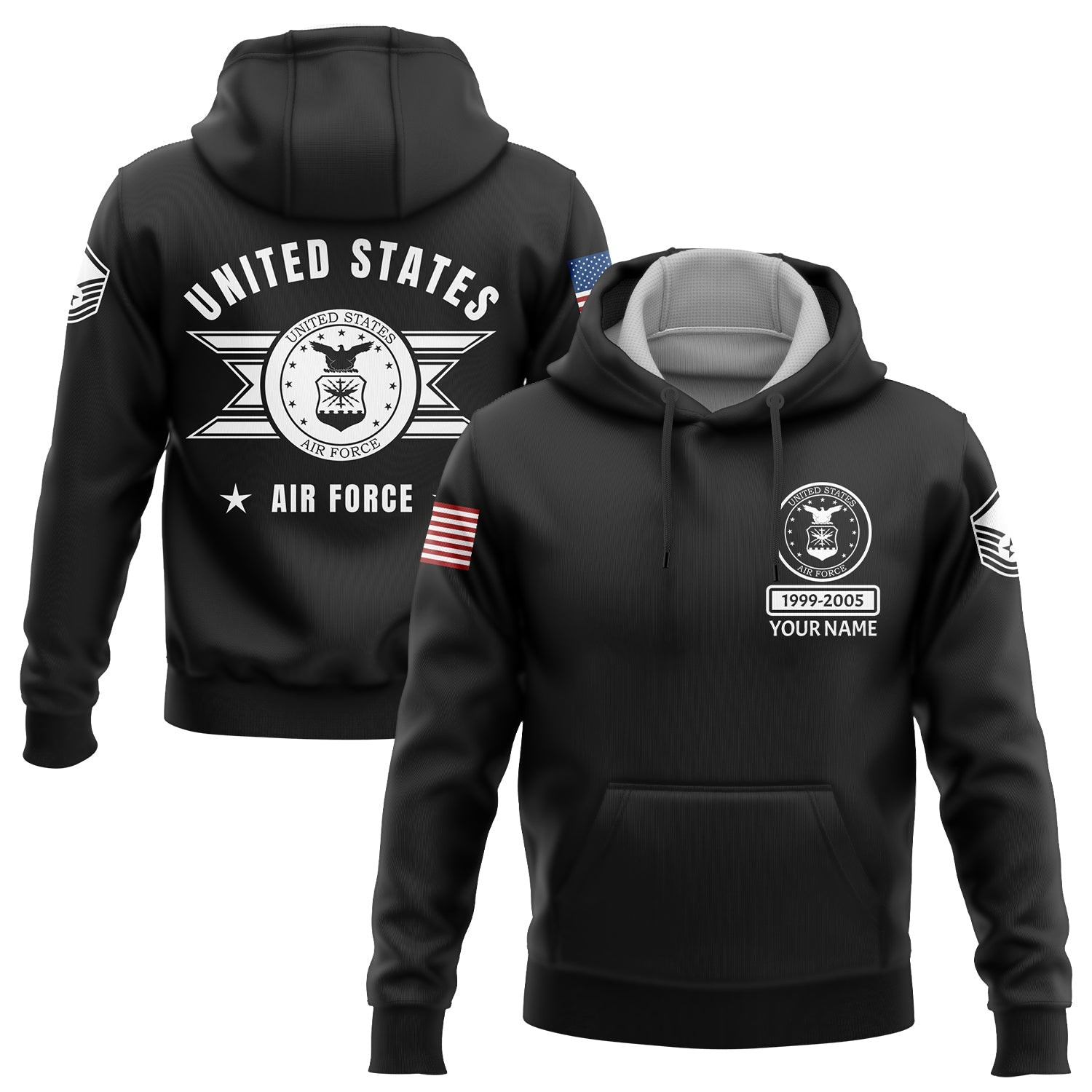Custom U.S Air Force Military Rank Hoodie USA 250 Years Strong Patriotic Gifts For Women