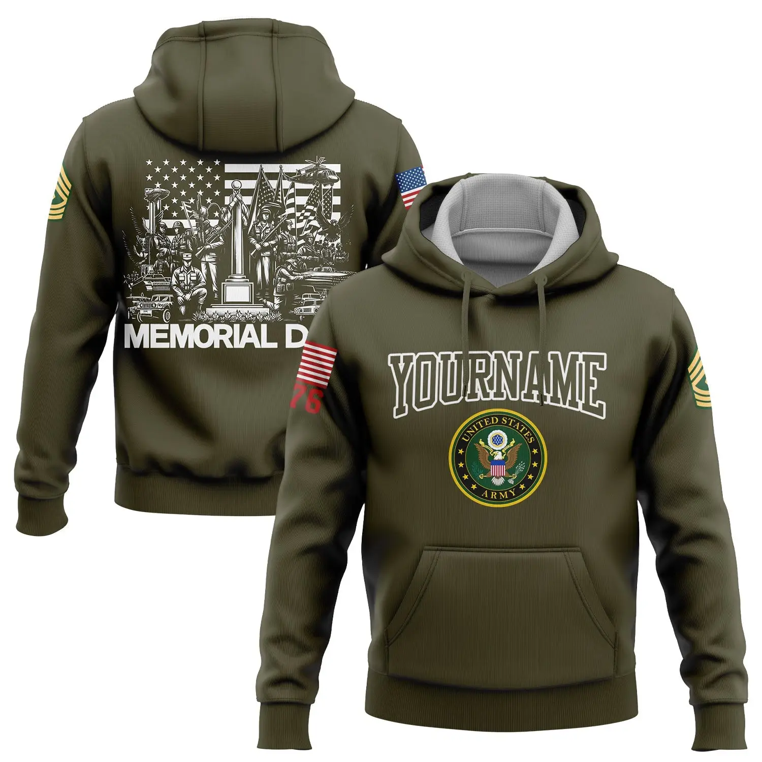 Custom U.S Army Military 1776 Hoodie Memorial Day Clothing Great Gift For Brother