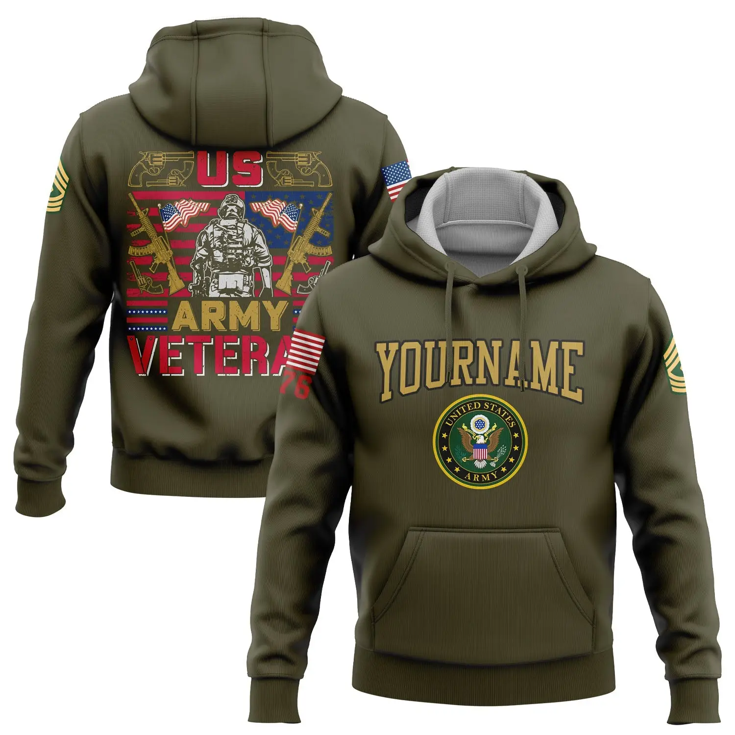 Custom U.S Army Military 1776 Hoodie Memorial Day Clothing Great Gift For Veteran
