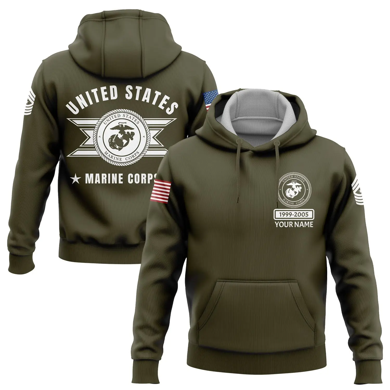Custom U.S Marine Corps Military Hoodie 1999 2005 Patriotic Apparel Unique Gift For Dad