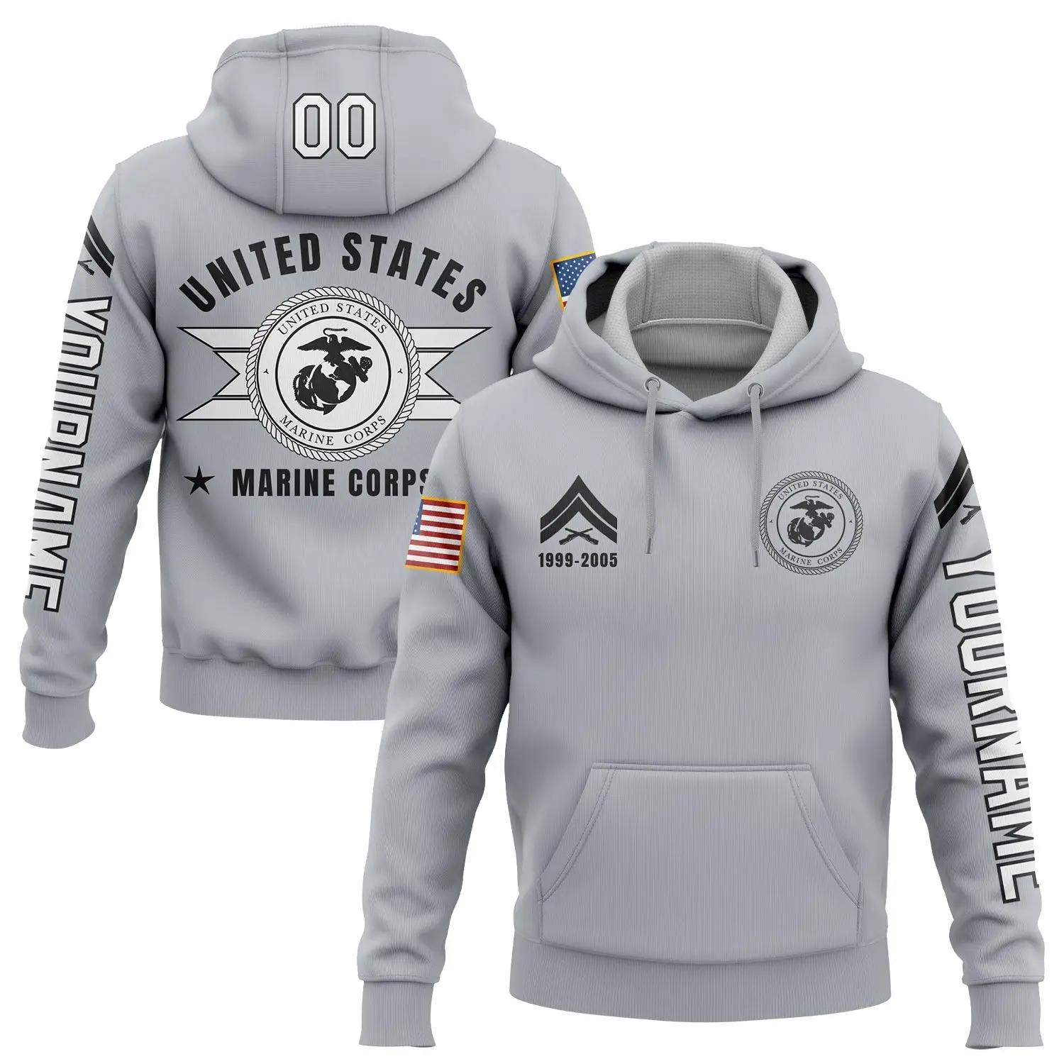Custom U.S Marine Corps Military Hoodie Independence Day Apparel Father's Day Gifts